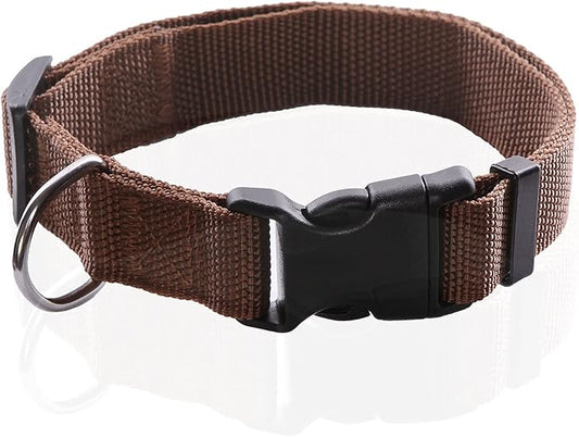 Adjustable Nylon Dog Collar, pet Collar 1 Inch 3/4 Inch 5/8 Inch Wide, for Large Medium Small Dogs (M(3/4" x 14-21"), Brown)