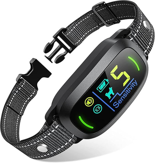 Dog Bark Collar for Large Medium Small Dogs, Rechargeable Smart Bark Collar, Anti Barking Training Collar with 5 Adjustable Sensitivity Beep Vibration (Black)