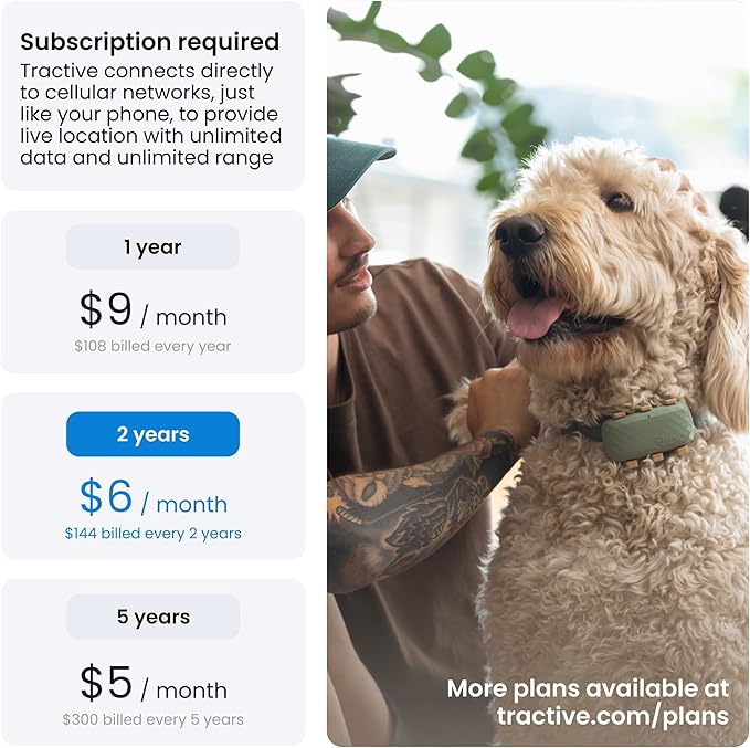 Tractive XL GPS Dog Tracker (50 lbs+) | Real-time Pet Location Tracker | Health & Wellness Alerts | Virtual Fence for Dogs | Dog Collar Attachment (Green)