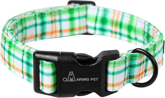 ARING PET Cute Dog Collar-Cotton Lightweight Dog Collars, Adjustable Plaid Pet Collar Puppy Collars with Quick Release Buckle for Small Medium Large Dogs