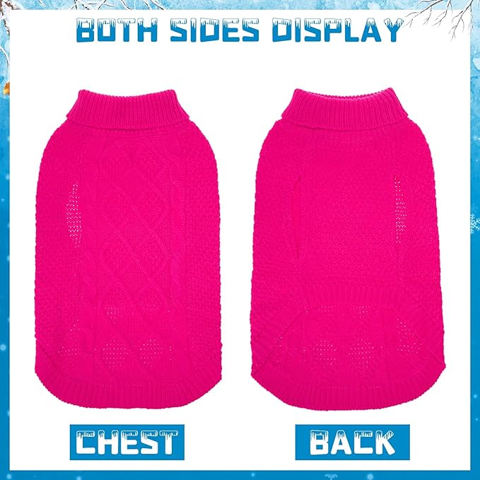 Mihachi Turtleneck Dog Sweater - Winter Coat Apparel Classic Cable Knit Clothes with Leash Hole for Cold Weather, Ideal Gift for Pet in New Year