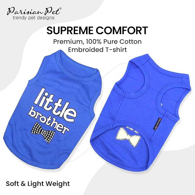 Parisian Pet Dog Cat Clothes Tee Shirts Little Brother T-Shirt, S