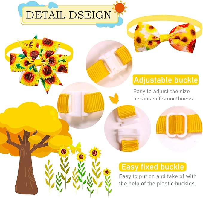 Floral Pet Bow Tie and Necktie Set Bulk 100pcs-Adjustable Dog Cat Costume Accessories for Weddings,Parties.Photo Shoots(Vibrant Flower Patterns)