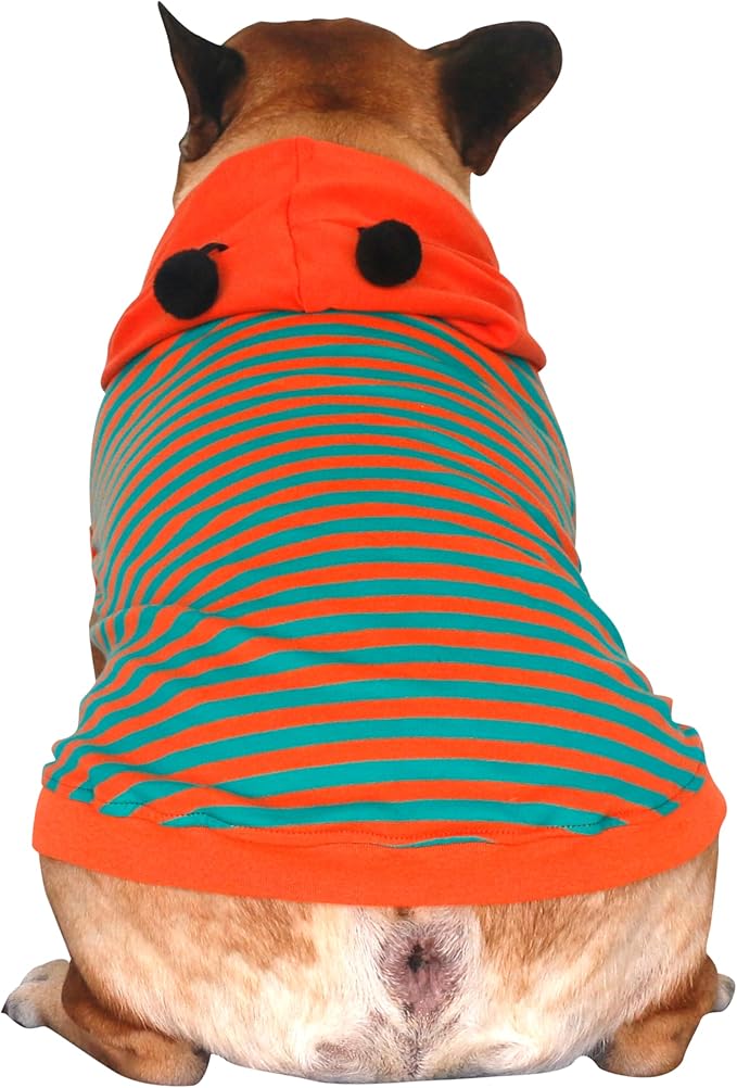 iChoue Pug Bumble Bee Costumes Clothes Hoodies Shirts Vest for Medium Dogs Cold Weather Winter Coats French Bulldog Frenchie English Pitbull Boston Terrier - Orange Green, Small