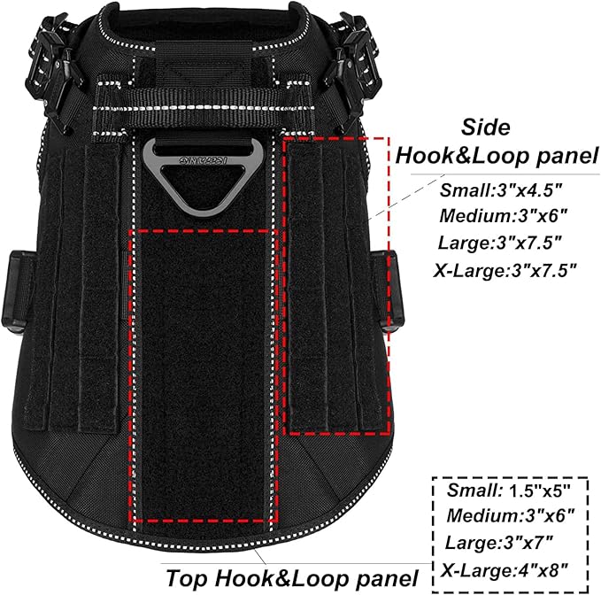 ICEFANG Tactical Dog Harness,Medium Size, 2X Metal Buckle,Working Dog MOLLE Vest with Handle,No Pulling Front Leash Clip,Hook and Loop Panel