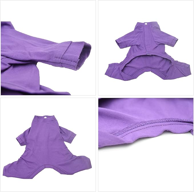 Lovelonglong Four Feet Dog Lightweight Pajamas, Pure Cotton Dog Jumpsuits 4 Legs Dog Onesies T-Shirt Stylish PJS Puppy Costume for Large Medium Small Dogs Purple XXXXL