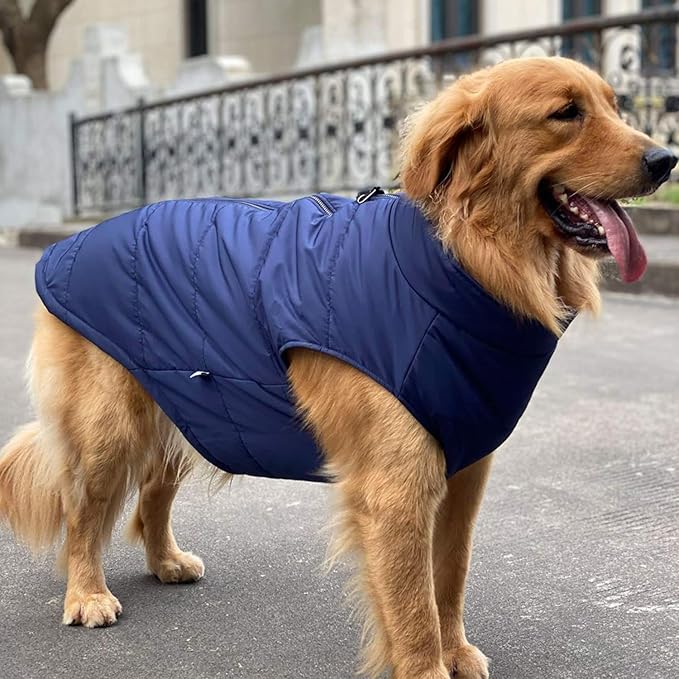 Navyblue Winter Vest with Cotton Lining, Waterproof Ultra Warm Dog Coat, Windproof Zippered Jacket, Breathable Soft Coat for Small to XXXL Dogs