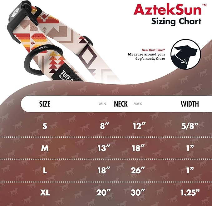 Tuff Pupper Premium Adjustable Dog Collar for Extra Large Boy & Girl Dogs, Stylish Pattern Collars Designed in USA, Quick Release Buckle, AztekSun Print, XL (1.25 Inch Wide x 20-30 Inch Neck)