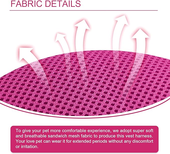 Cat Harness and Leash Set for Small Cat Kitten, Upgraded Escape Proof Adjustable Vest with Lead for Outdoor Walking, Soft Breathable Mesh Jacket with Reflective Stripes for Night(S, Pink)