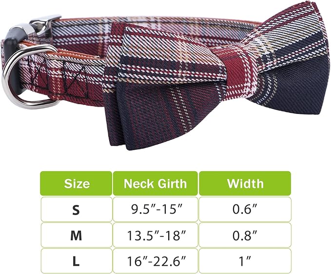 Faleela Soft &Comfy Bowtie Dog Collar,Detachable and Adjustable Bow Tie Collar,for Small Medium Large Pet (Red and White, Large(Pack of 1))