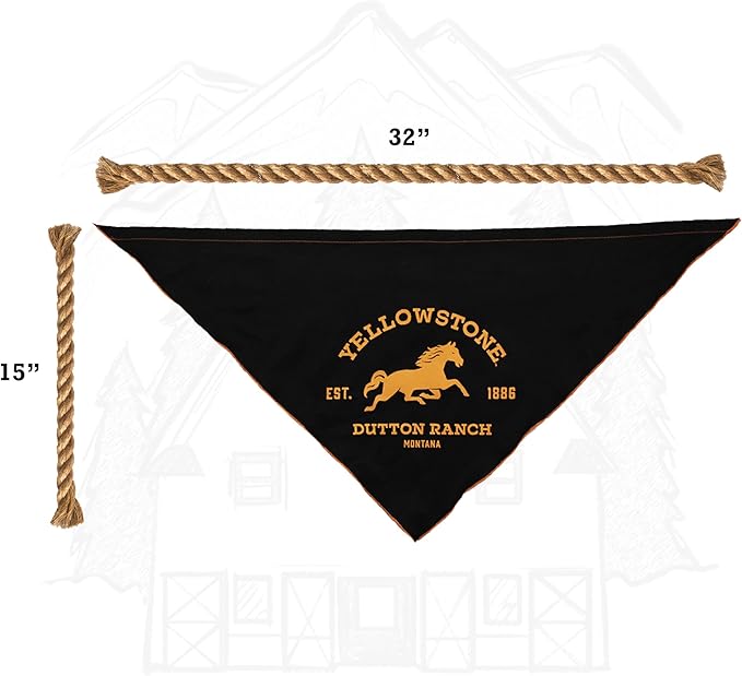 Official Yellowstone Merchandise| Dutton Ranch Dog Bandanas Set - Pack of Western Bandanas for Medium - Large Dogs