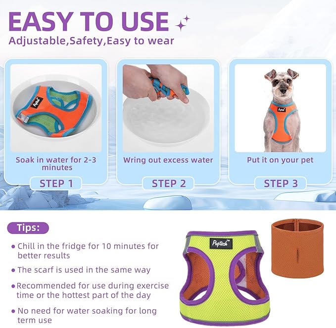 PUPTECK Adjustable Dog Harness Collar and Leash Set Step in No Pull Pet Harness for Small Medium Dogs Puppy and Cats Outdoor Walking Running, Soft Mesh Padded Reflective Vest Harnesses, GreenYellow L