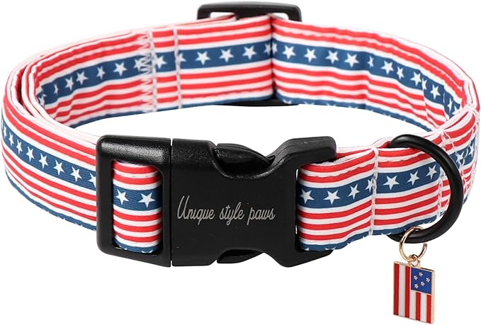 Unique style paws Dog Collar Plastic Buckle with Pendant Red Striped Star Puppy Collars for Small Medium Large Boys Girls Dogs