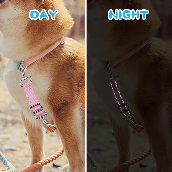 YUEPET Dog Safety Collar Clips 5 Pack Adjustable Prong Collar Backup Clips Reflective Double Ended Backup Clasp Leash Connector for Dog Harness to Collar Safety Clip(Blue+Rose red+Orange+Pink+Green)