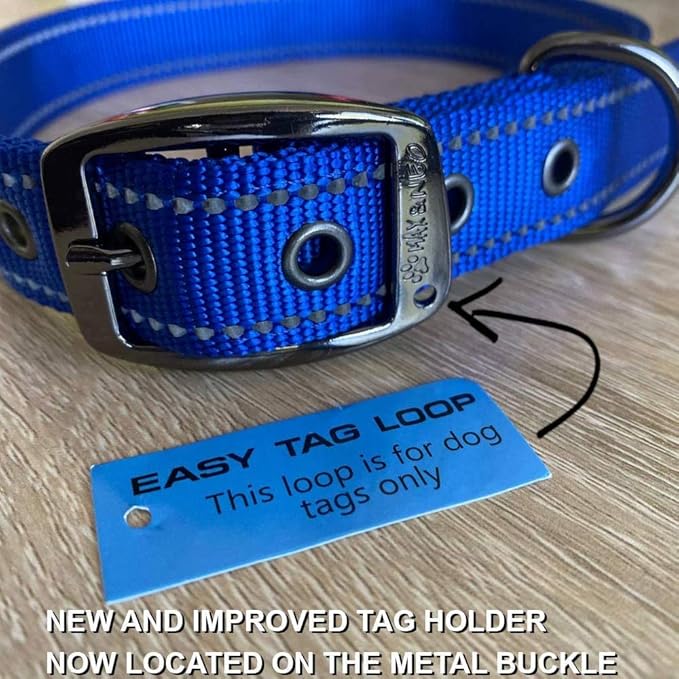 Max and Neo MAX Reflective Metal Buckle Dog Collar - We Donate a Collar to a Dog Rescue for Every Collar Sold (Large, RED)