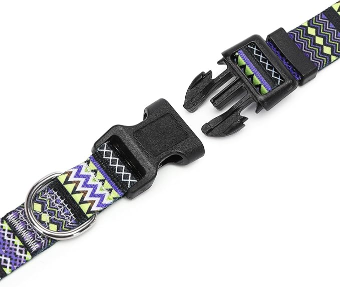 Adjustable Dog Collar with Patterns, Ultra Comfy Soft Nylon Breathable Pet Collar for Small Medium Large Dogs (M, Tribal Violet)