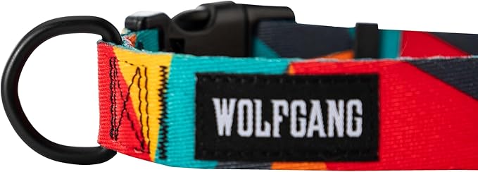 Wolfgang Heavy Duty, Adjustable Dog Collar with Quick Release Nylon Buckle for Walking & Training, ShatterShapes Print, Large