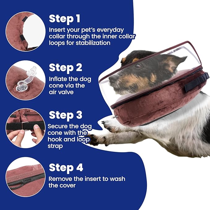 BARKLESS Dog Cone, Inflatable Dog Cone After Surgery for Large Breeds, Soft Surgery Collar with Enhanced Anti-Licking Guard Shield for Pets, Protective Donut Collar