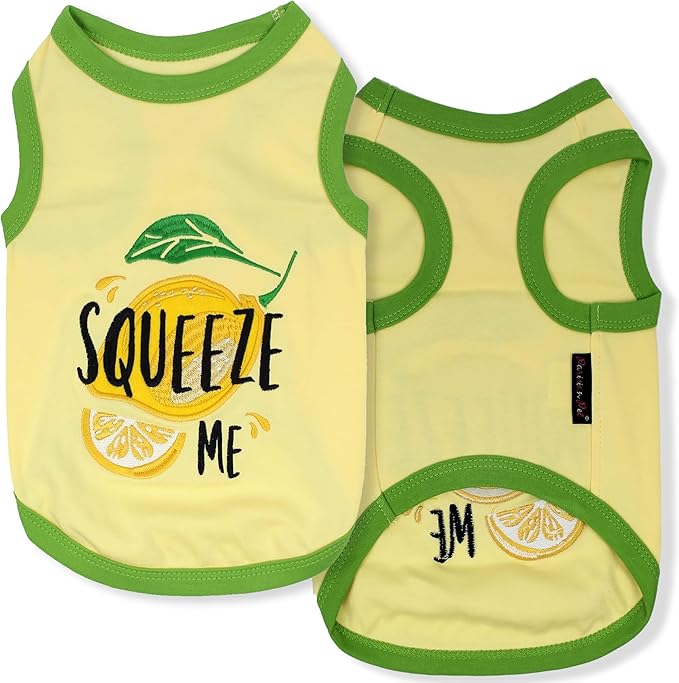 Parisian Pet Unisex Dog Tshirt - Embroidered “ Squeeze Me “ Dog Shirt - Breathable and Lightweight Dog Tank Top - Sleeveless Dog Tee Shirts - Machine Washable Dog Shirts for Medium Dogs - M