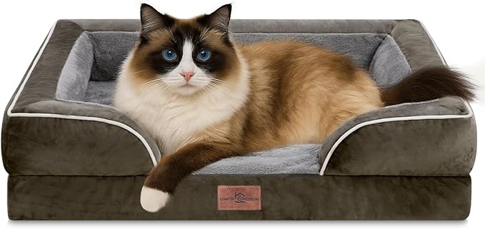 Comfort Expression Small Dog Beds Waterproof Orthopedic Foam Sofa Beds for Small Dogs Comfy Pet Bed with Washable Removable Cover & Non-Slip Bottom(XX-Small,Dark Green)