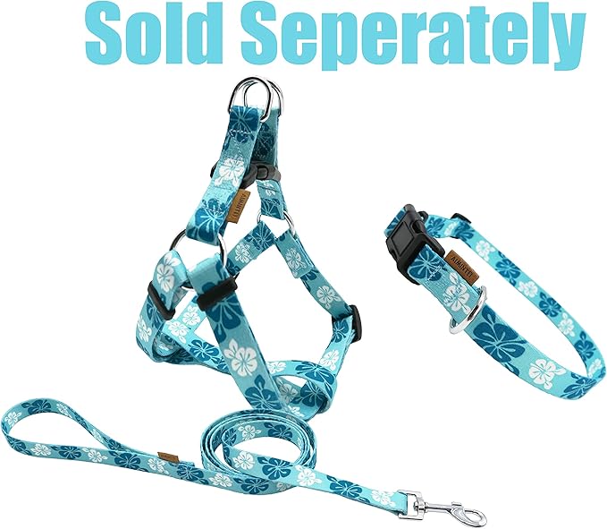 Dog Collar, Cute Floral Pattern, Soft and Adjustable Collar with Quick Release Buckle (S (Neck 11-18", Width 5/8"), Hawaiian Blue)