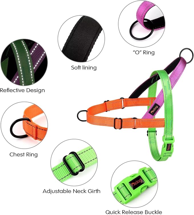 Didog No Pull Dog Harness with Soft Padded Handle, Quick Fit & Lightweight Adjustable Vest Harness, Easy for Training Walking for Small & Medium and Large Dogs(Green,S)