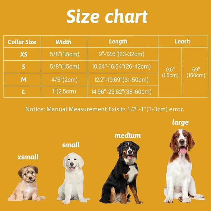 Dog Collar and Leash Set Girls Adjustable Puppy Collars with Floral Bow Tie for Small Medium Large Female Dogs, Rugby, XS