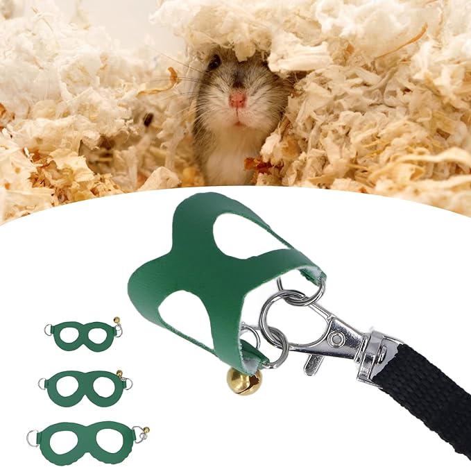 Hamster Harness and Leash Set No Pulling Guinea Pig Striped Harness Hamster Harness Vest or Ferret, Iguana, Hamster, Bearded Dragon Green