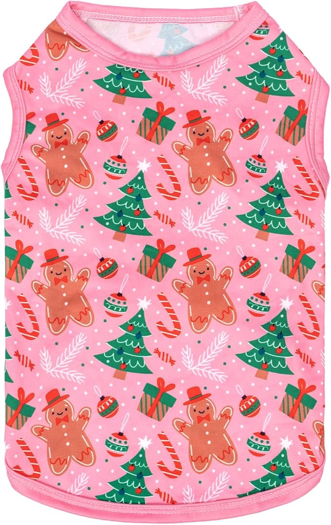 CuteBone Dog Christmas Shirts 2-Pack Soft Pet Clothes Breathable Summer Vest for Small Puppy and Stretchy Cat Apparel 2BX16XL