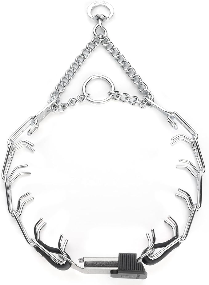 Herm Sprenger Chrome Plated Steel Dog Collar with Quick Release ClicLock Buckle and Biothane Insert Training Collar for Dogs Made in Germany (Black, 16in x 2.25mm(Neck Size up to 13-14in))