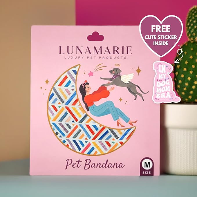 Luxury Pet Birthday Bandanas -Premium & Silky Poly Fabric | 100% Handmade | Custom Shape Dual Layered (Xena, Medium)