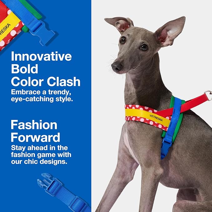 VETRESKA MoMA Dog Harness and Leash Set, Easy Walk Dog Harness for Large Dogs, No Pull Puppy Harness for Walking and Training, Adjustable, Take Control & Anti-Twist Pet Lead Combo(Red, L)