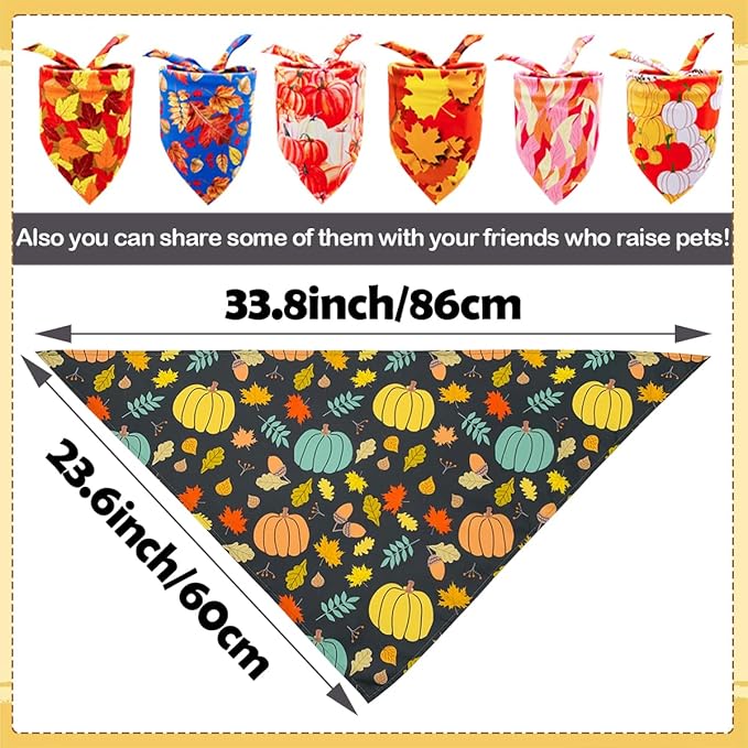 50PCS Large Dog Bandanas Fall Large XL Big Dog Breed Bulk Pumpin Harvest Leaves Forest Autumn Pattern Kerchief Triangle Bibs Head Scarves Scarfs for Boys and Girls Grooming Accessories Costume