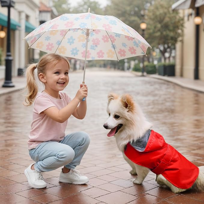 Dog Raincoat Small Dog Rain Jacket Poncho Waterproof Pet Rain Suit Double Layer Cotton Lining Hooded Leash Hole Adjustable Puppy Small Dogs Cats,Red,XS
