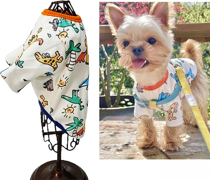 Dog Clothes Puppy Cute Dinosaur Shirt Pet Cotton Shirt Dog Vest Cat Clothes Dogs Boy Girl T Shirts for Small Dog Cat Teacup Chihuahua Yorkie (Dino Shirt, X-Large)