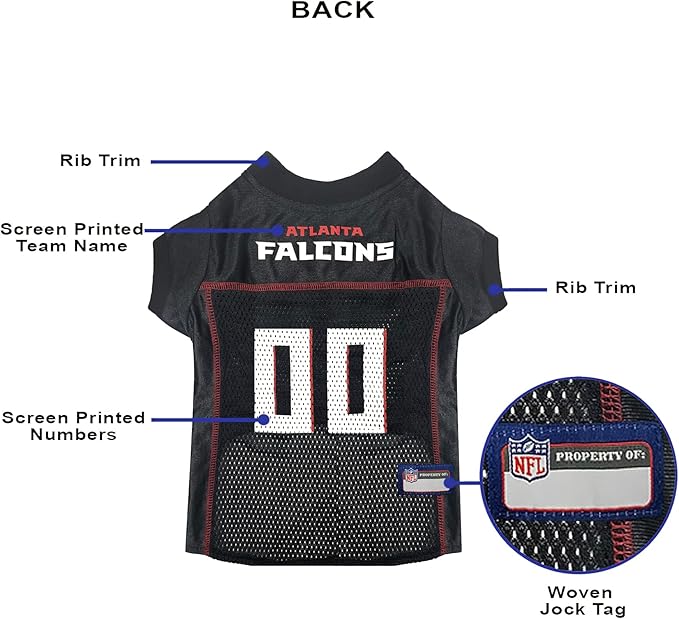 Pets First Atlanta Falcons Dog Jersey, Medium. Football Jersey Costume for Dogs