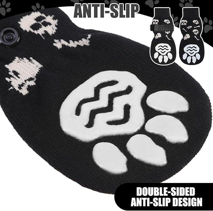 PUPTECK Non-Slip Dog Socks Double Sides Grips for Hardwood Floors Prevents Licking, Dog Shoes for Hot Pavement Booties for Senior Small Medium Large Dogs
