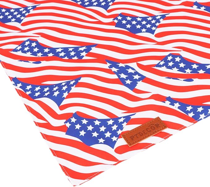 PTDECOR American Flag Dog Bandana 4th of July Dog Scarf Reversible Red Blue Patriotic Bandanas for Large and Extra Large Dogs Pets (Blue & Red, X-Large)