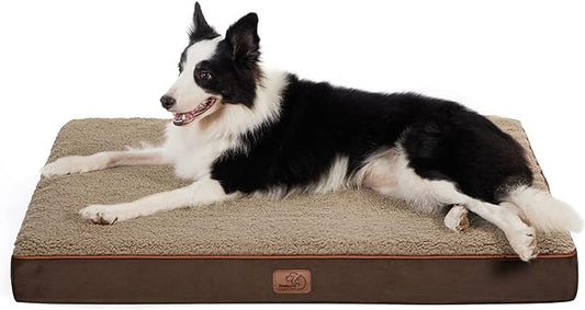 Bedsure Dog Bed Large Sized Dog - Orthopedic Waterproof Pet Beds with Removable Washable Cover, Egg Crate Foam Puppy Mat, Suitable for Pet Up to 65 lbs