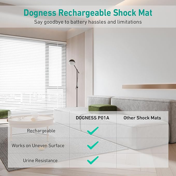 DOGNESS Rechargeable Pet Shock Mat, 31"x15" Safe Cat Repellent Mat Electronic Training Pads Keep Dogs and Cats Off Couch, Bed, Indoor Cat Deterrent Mat (Elegant Printing)