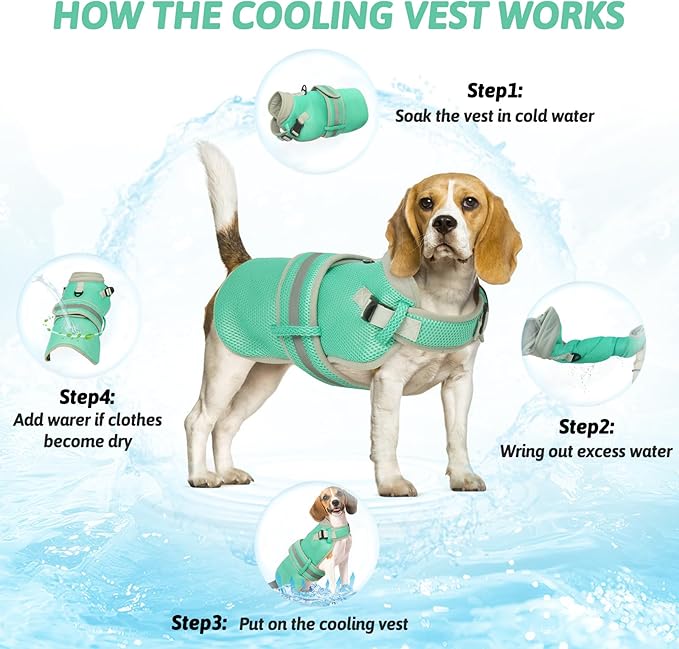 Dog Cooling Vest for Large Dogs,Lightweight Cooling Dog Jacket,Breathable Mesh Dogs Shirt Harness Vest with Adjustable Straps Reflective Stripe for Hot Weather with D-Ring for Beach,Hiking,XL