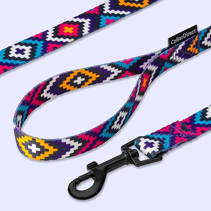 CollarDirect Aztec Dog Leash Nylon Tribal Pattern Cat Pet Leashes for Small Medium Large Dogs Puppy Lead 5 FT Long for Walking (Pattern 1, M, New)
