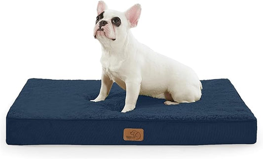 Bedsure Dog Bed Medium Size Dog - Orthopedic Waterproof Puppy Beds with Removable Washable Cover, Egg Crate Foam Pet Mat, Suitable for Pet Up to 35 lbs