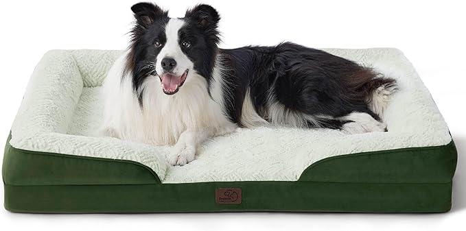 Bedsure Orthopedic Dog Beds Large Sized Dog - Washable Large Dogs Bed Waterproof, Big Comfort Pet Couch with Washable Removable Cover, Supportive Foam Pets Sofa with Nonskid Bottom, Plush-Green