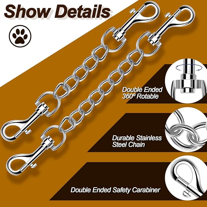 Dog Collar Backup Strap,Harness to Collar Safety Clip, Metal Stainless Steel Chain Leash Safety Strap, Escape Proof Safety Attachment for Dog, safeties, Backup, Connector. (10 Inches)