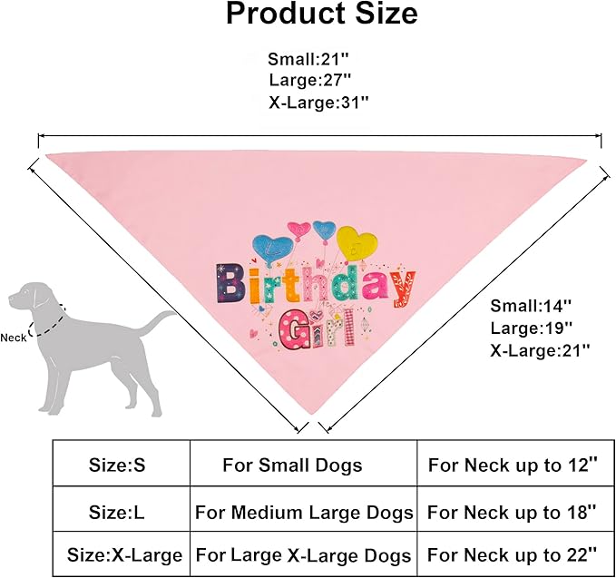 ADOGGYGO Dog Birthday Hat Bandana Girl - Puppy Birthday Party Supplies - Pink Tutu Hat Scarf Bow Banner Set for Medium Large Dogs (Large)