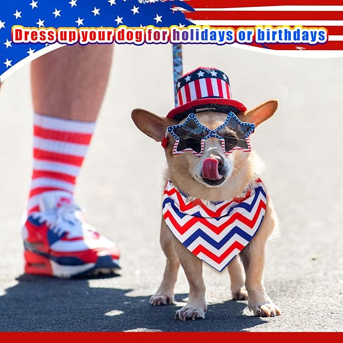 72 Pcs Dog Bandanas Bulk for Summer Adjustable Washable Pet Triangle Scarf Soft Kerchief Bib for Summer Holiday Pet Costume Accessories(Patriotic)