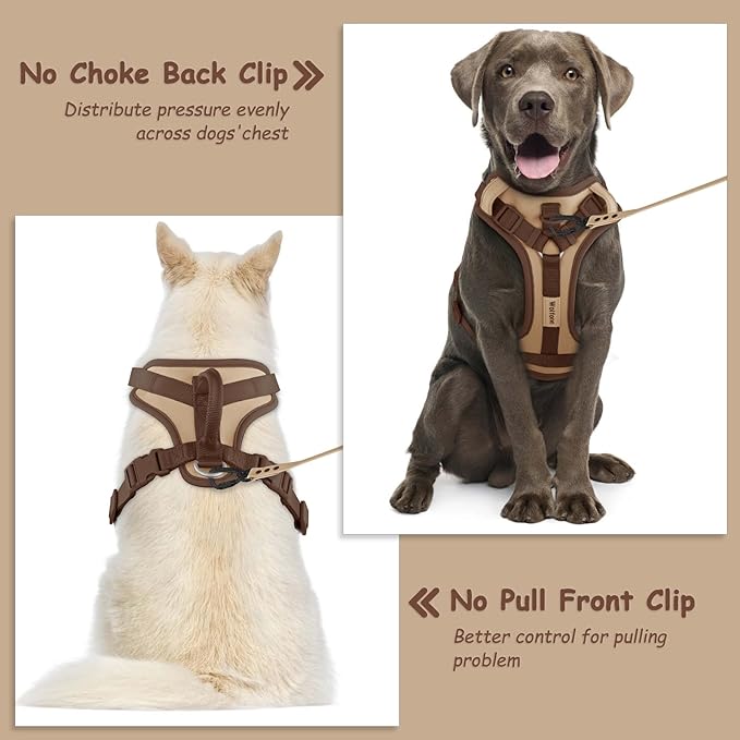 No Pull Dog Harness Adjustable Soft Padded Pet Vest with Control Handle Adorable Daily Harness for Dogs（Cookie Chocolate L）