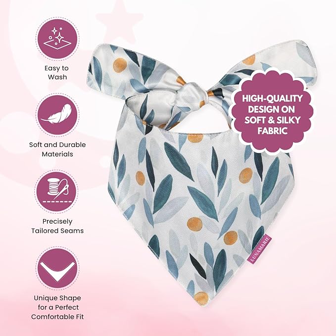 Luxury Pet Birthday Bandanas -Premium & Silky Poly Fabric | 100% Handmade | Custom Shape Dual Layered (Green/Orange Floral, Medium)