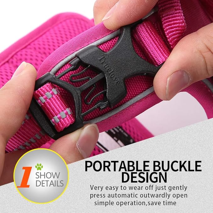 Soft Front Dog Harness .Best Reflective No Pull Harness with Handle and 2 Leash Attachments